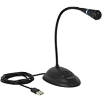 DELOCK Micrófono USB con Soporte y botón de Silencio y Encendido (1-7 m)